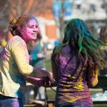 HOLI 2016 two students laughing